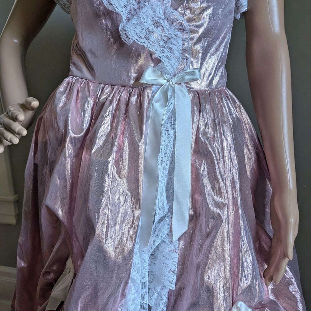 ON HOLD 80s Loralie Ballgown Southern Belle Maxi Dress Pink Strapless Saloon 8 - Picture 9 of 12
